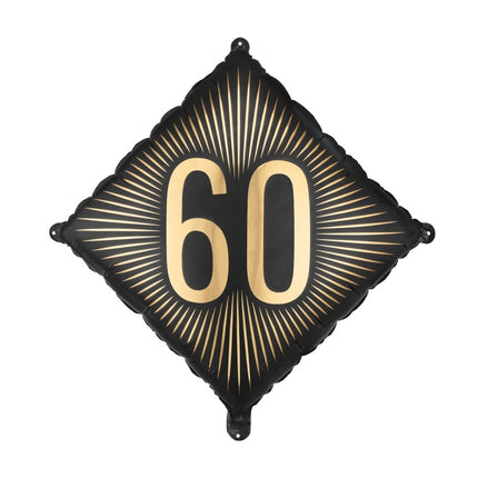 Folie Helium Ballon 60 Jaar Zwart Goud 46cm Leeg van Partydeco koop je bij Partywinkel
