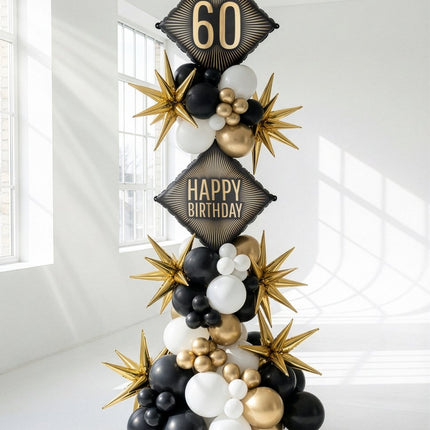 Folie Helium Ballon 60 Jaar Zwart Goud 46cm Leeg van Partydeco koop je bij Partywinkel