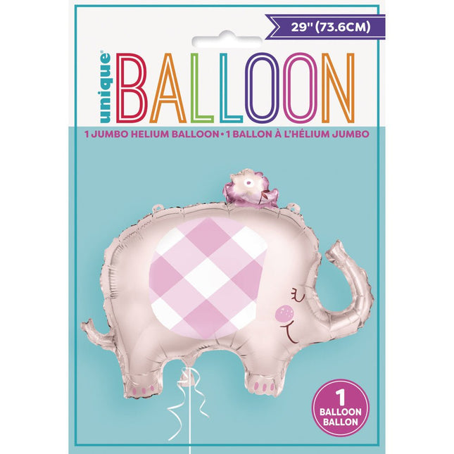 Folieballon Baby Olifant Roze 74cm van Unique koop je bij Partywinkel