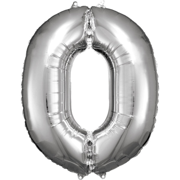 Folieballon – Cijfer 0 – Zilver – 86 x 70 cm van Riethmueller koop je bij Partywinkel