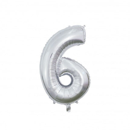 Folieballon Cijfer 6 Zilver 66cm van WeFiesta koop je bij Partywinkel
