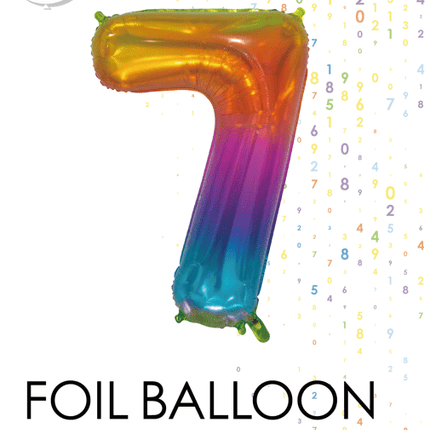 Folieballon Cijfer 7 Regenboog Transparant 66cm van WeFiesta koop je bij Partywinkel