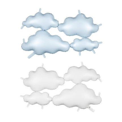 Folieballon dubbelzijdige achtergrond wolken, 99x52 cm, wit - lichtblauw van Partydeco koop je bij Partywinkel