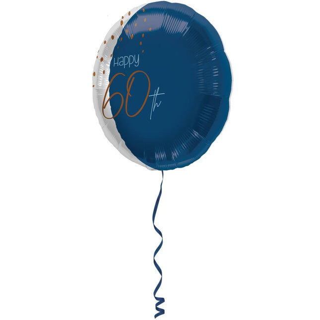 Folieballon Elegant True Blue 60 Jaar - 45cm van Folat koop je bij Partywinkel