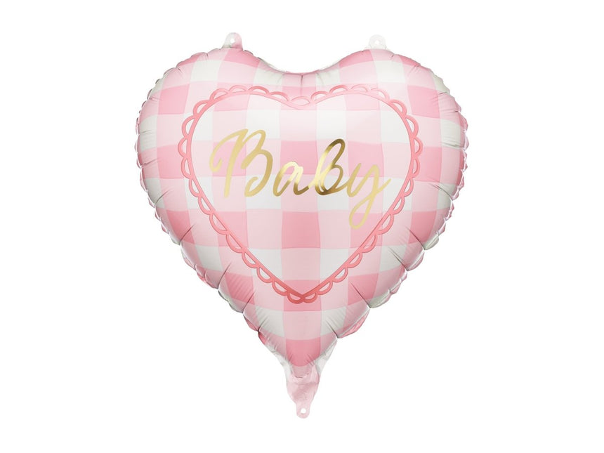 Folieballon hart Baby, 35 cm, lichtroze van Partydeco koop je bij Partywinkel