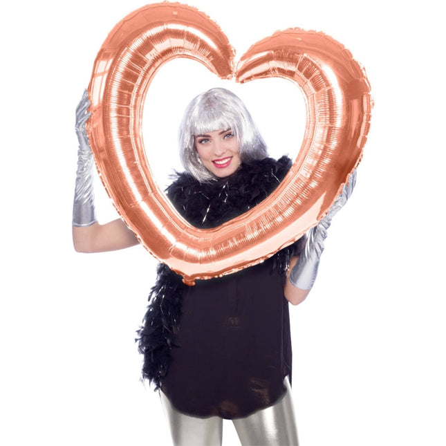 Hart Helium Ballon Rose Goud Fotolijst Leeg 80cm van Folat koop je bij Partywinkel