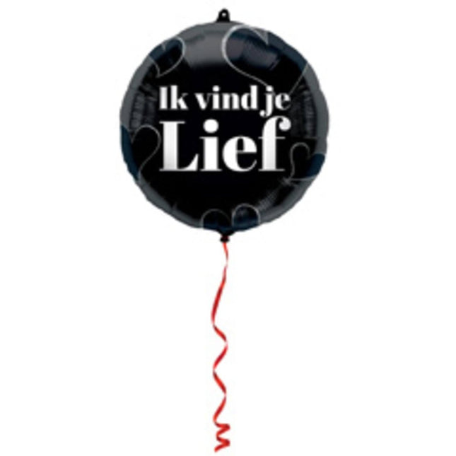 Folieballon 'Ik Vind Je Lief' Zwart - 45cm van Folat koop je bij Partywinkel