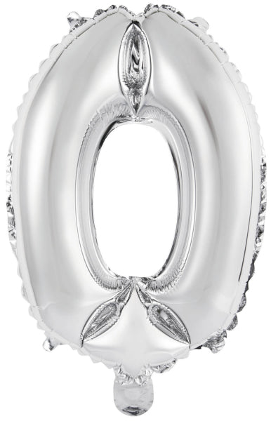 Folieballon – Mini Cijfer 0 – Zilver – 34 x 23 cm van Riethmueller koop je bij Partywinkel