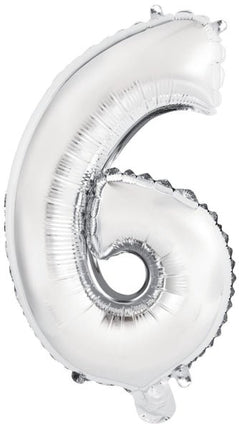 Folieballon – Mini Cijfer 6 – Zilver – 36 x 22 cm van Riethmueller koop je bij Partywinkel
