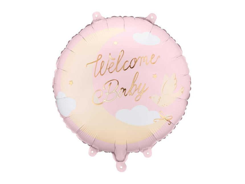 Folieballon ‘Welkom thuis’, 35 x 35 cm, lichtroze van Partydeco koop je bij Partywinkel
