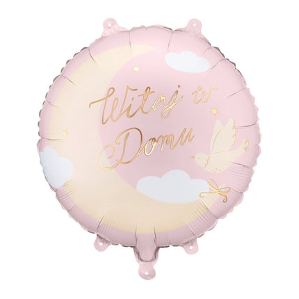 Folieballon ‘Welkom thuis’, 35 x 35 cm, lichtroze van Partydeco koop je bij Partywinkel