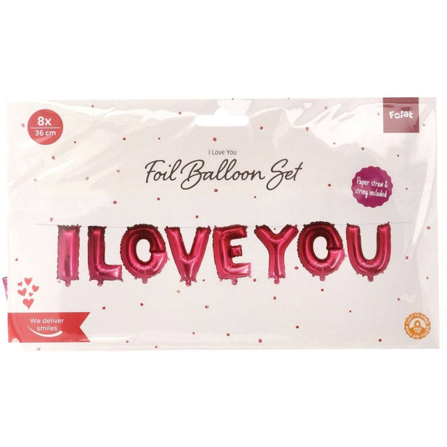 Roze Helium Ballon I Love You Leeg 36cm 8st van Folat koop je bij Partywinkel