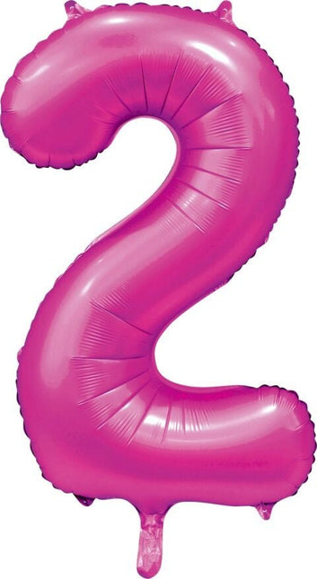 Fuchsia Cijfer Ballon 2 Jaar Glans 86cm van WeFiesta koop je bij Partywinkel