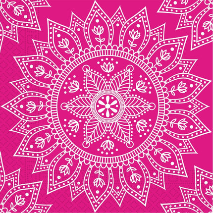 Fuchsia Servetten Mandala 33cm 20st van Procos koop je bij Partywinkel