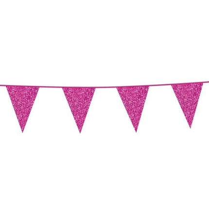 Fuchsia Vlaggenlijn Glitter 6m van WeFiesta koop je bij Partywinkel