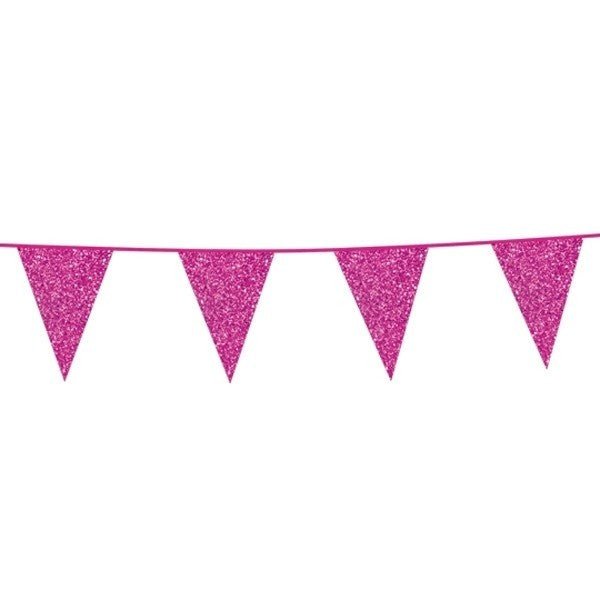 Fuchsia Vlaggenlijn Glitter 6m van WeFiesta koop je bij Partywinkel