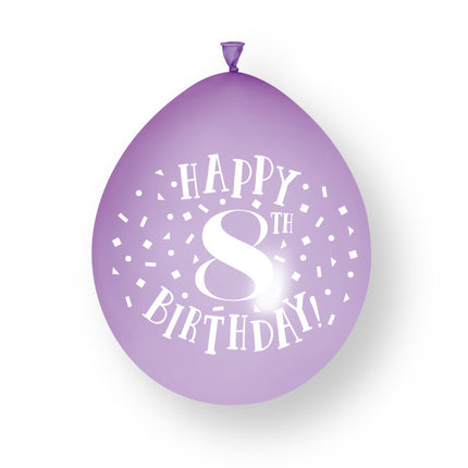 10 stuks Happy 8th Birthday 23cm" latex ballonnen