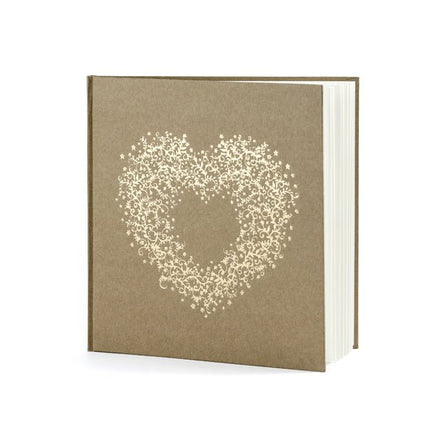 Gastenboek Hart Bruin 20,5cm van Partydeco koop je bij Partywinkel