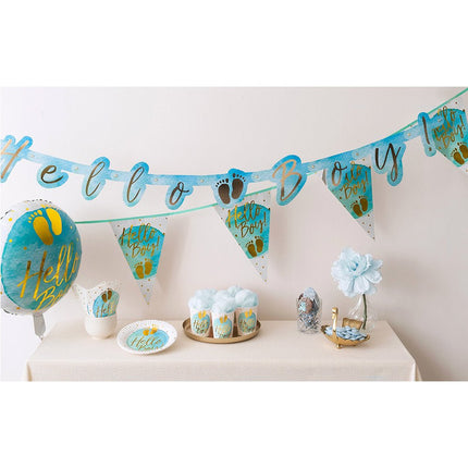 Geboorte Bekers Hello Boy Papier 210ml 10st van Boland koop je bij Partywinkel
