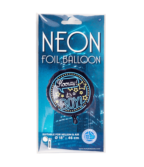 Geboorte Helium Ballon It's a Boy Neon 46cm leeg van Paper Dreams koop je bij Partywinkel