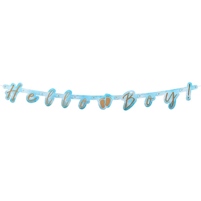 Geboorte Letterslinger Hello Boy! 1,4m van Boland koop je bij Partywinkel