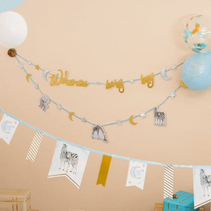 Geboorte Letterslinger Safari Zoon 2,5m van Haza Witbaard koop je bij Partywinkel