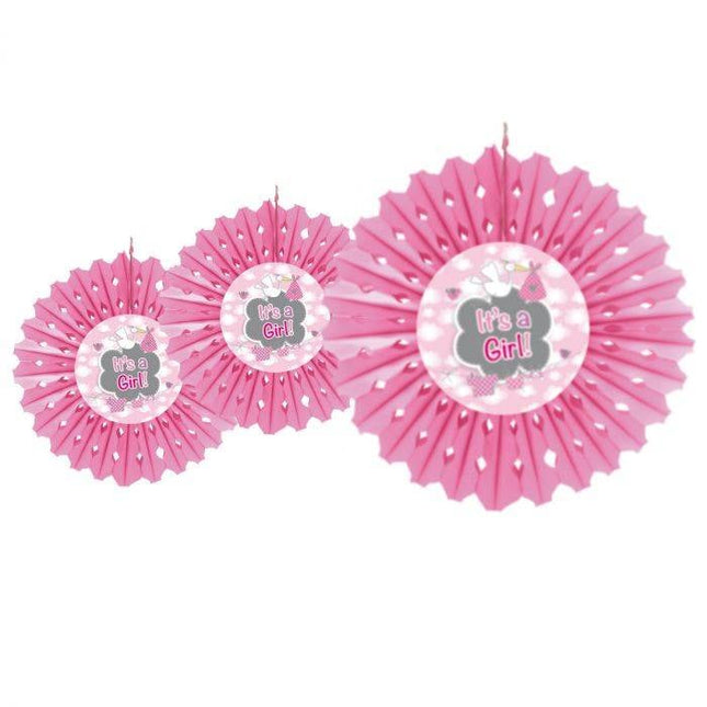 Geboorte Papieren Waaier Meisje It's A Girl 30cm van Folat koop je bij Partywinkel