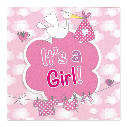 Geboorte Servetten Meisje 25cm 20st van Folat koop je bij Partywinkel