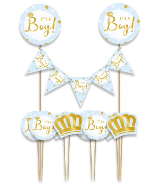 Geboorte Taarttopper Jongen 30cm van Paper Dreams koop je bij Partywinkel