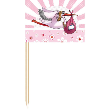 Geboorte Vlaggenprikkers Meisje 50st van Folat koop je bij Partywinkel