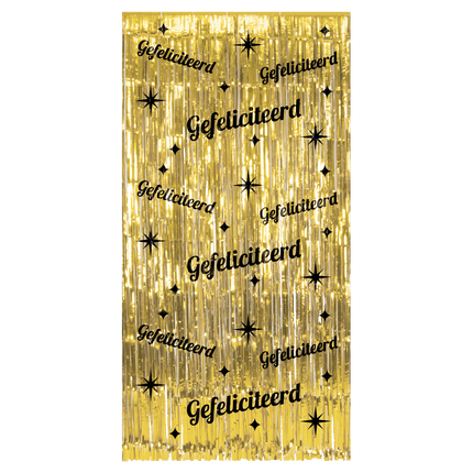 Gefeliciteerd Deurgordijn Goud 2m van Paper Dreams koop je bij Partywinkel