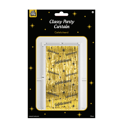 Gefeliciteerd Deurgordijn Goud 2m van Paper Dreams koop je bij Partywinkel