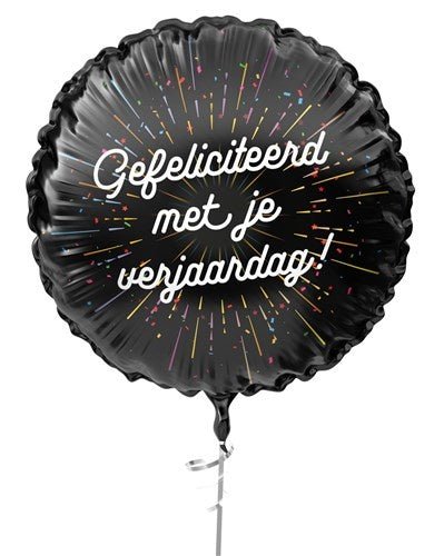 Gefeliciteerd Helium Ballon Zwart Wit Leeg 45cm van Haza Witbaard koop je bij Partywinkel
