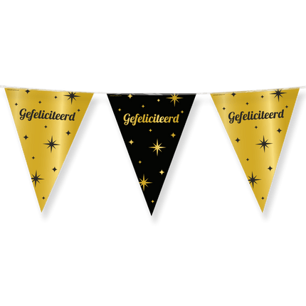 Gefeliciteerd Slinger Goud Zwart 10m van Paper Dreams koop je bij Partywinkel