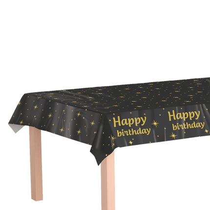 Gefeliciteerd Tafelkleed Zwart Goud 2,74m van Paper Dreams koop je bij Partywinkel