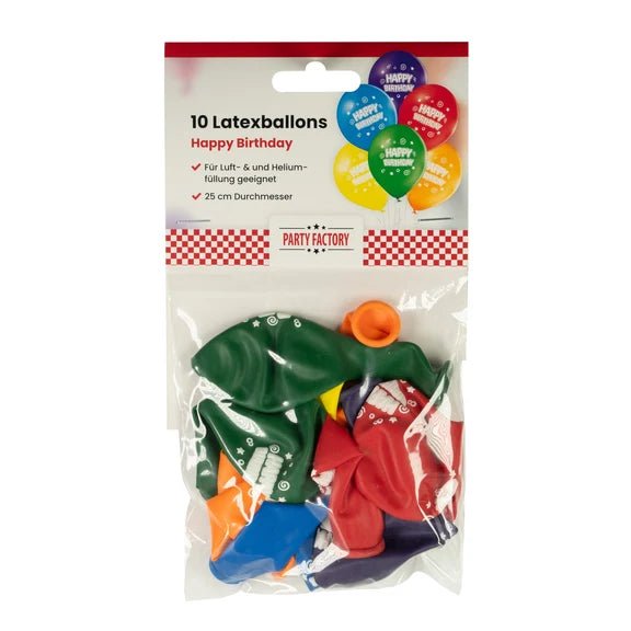 Gekleurde Ballonnen Happy Birthday 30cm 10st van VDV Benefit koop je bij Partywinkel