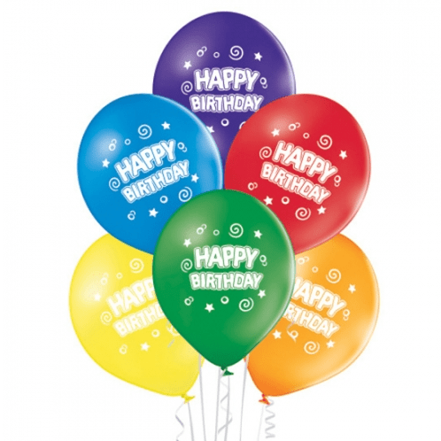Gekleurde Ballonnen Happy Birthday 30cm 10st van VDV Benefit koop je bij Partywinkel