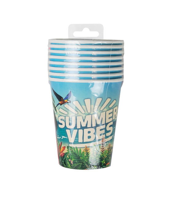 Gekleurde Bekers Summer Vibes 7,5cm 8st van Paper Dreams koop je bij Partywinkel