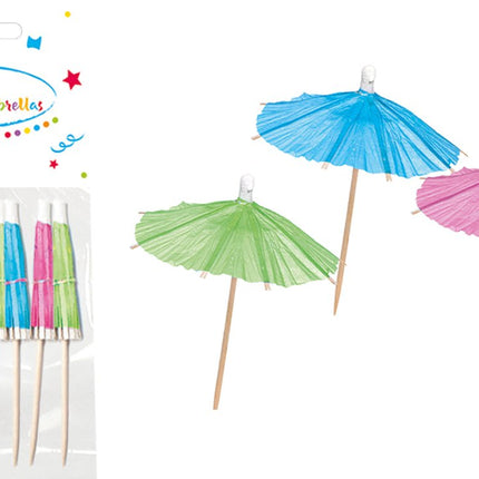 Gekleurde Cocktailprikkers Parasol 10st van Procos koop je bij Partywinkel