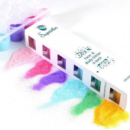 Gekleurde Glitters Unicorn Fine 6st van Superstar koop je bij Partywinkel
