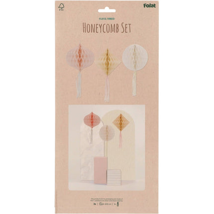 Gekleurde Honeycombs Pastel 30cm 3st van Folat koop je bij Partywinkel