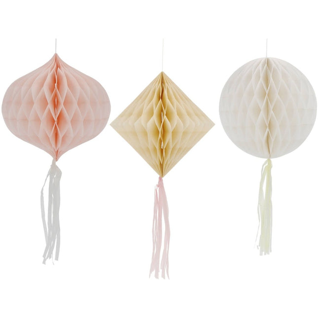 Gekleurde Honeycombs Pastel 30cm 3st van Folat koop je bij Partywinkel
