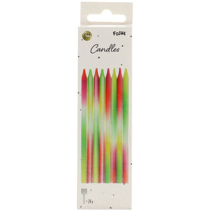 Gekleurde Kaarsen Neon 8st van Folat koop je bij Partywinkel