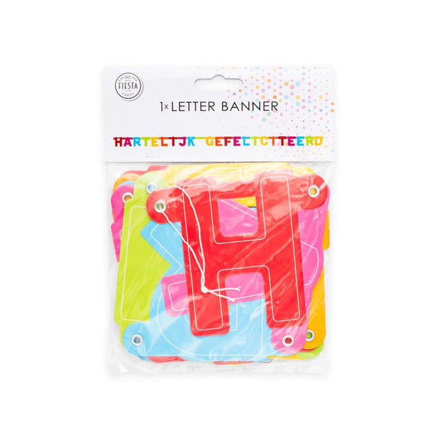 Gekleurde Letterslinger Hartelijk Gefeliciteerd 2,5m van WeFiesta koop je bij Partywinkel