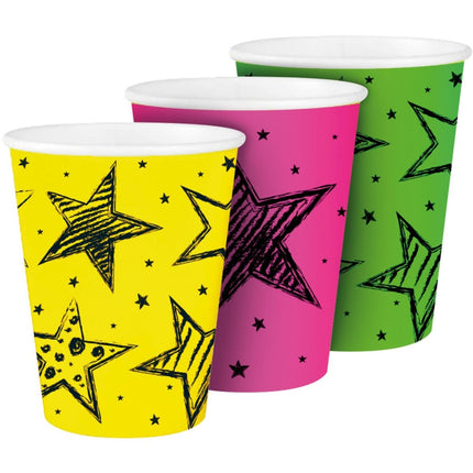 Gekleurde Neon Bekers 250ml 6st van Folat koop je bij Partywinkel
