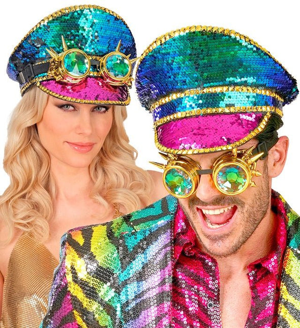 Gekleurde Pet Pailletten Met Bril van Widmann koop je bij Partywinkel