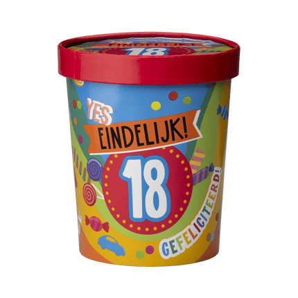 Gekleurde Snoepbakje 18 Jaar 12cm van Paper Dreams koop je bij Partywinkel