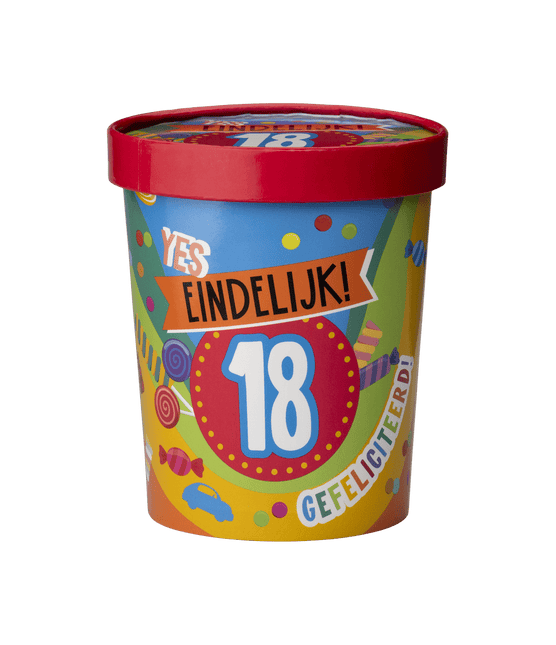 Gekleurde Snoepbakje 18 Jaar 12cm van Paper Dreams koop je bij Partywinkel