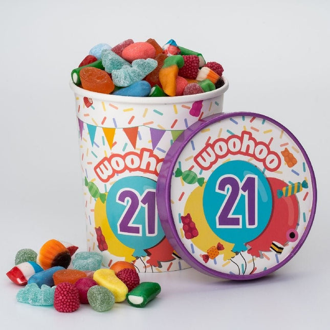 Gekleurde Snoepbakje 21 Jaar 12cm van Paper Dreams koop je bij Partywinkel