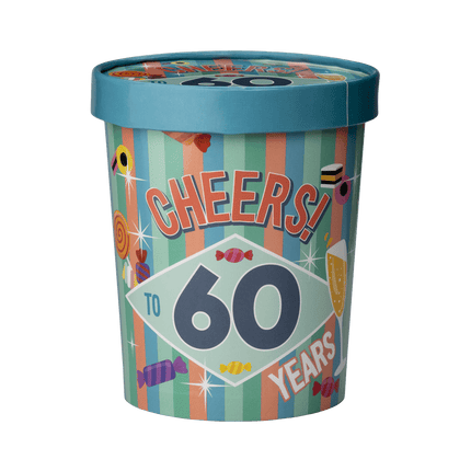 Gekleurde Snoepbakje 60 Jaar 12cm van Paper Dreams koop je bij Partywinkel